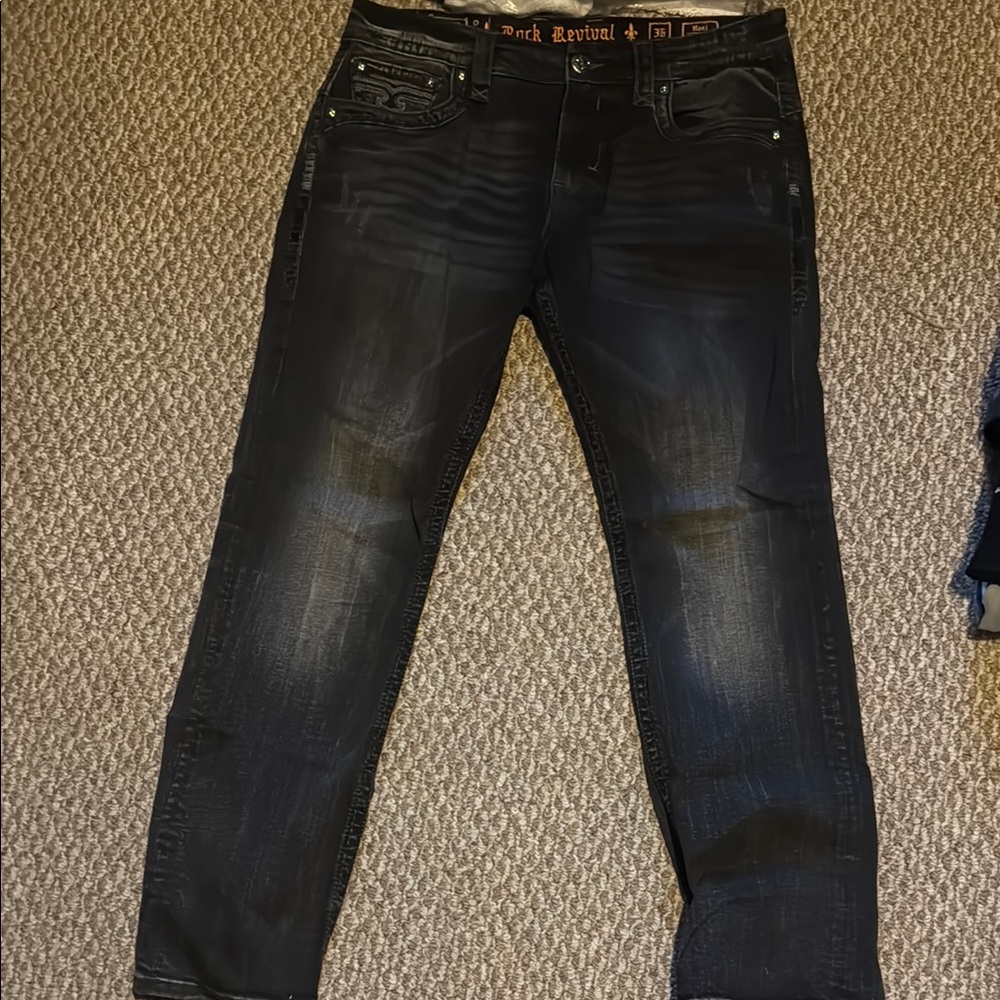 Rock Revival Men's Black Jeans Size: 36W/31L/19Inseem